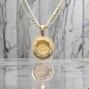 Chic Double Chain Gold Tone Pendant Necklace